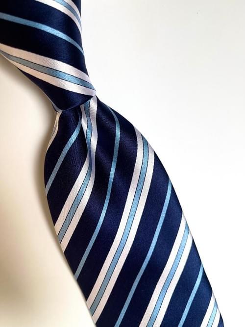 NEW Sky Navy Barber Striped Tie