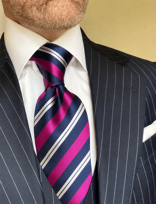 NEW Hot Pink Navy Power Striped Tie