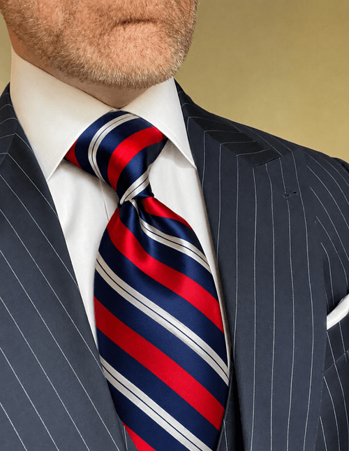 NEW Red Navy Power Striped Tie