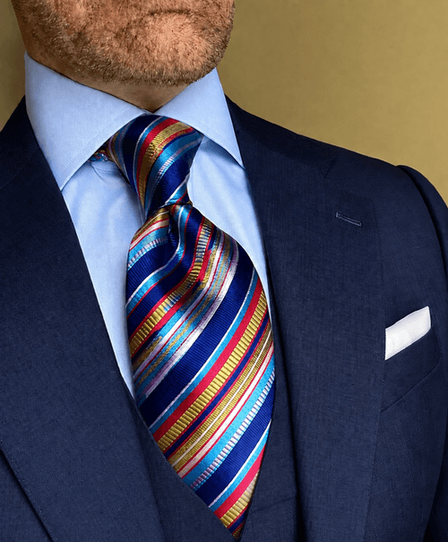 NEW Aqua Gold Red Multi Stripe Tie