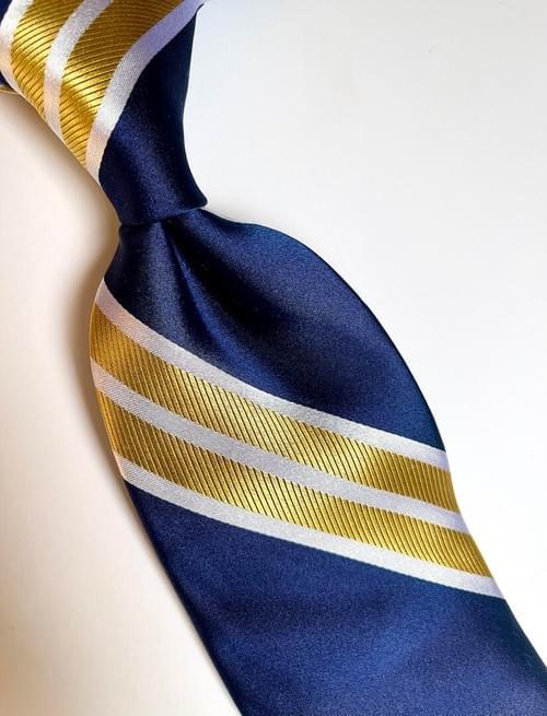 NEW Navy Gold Double Striped Tie