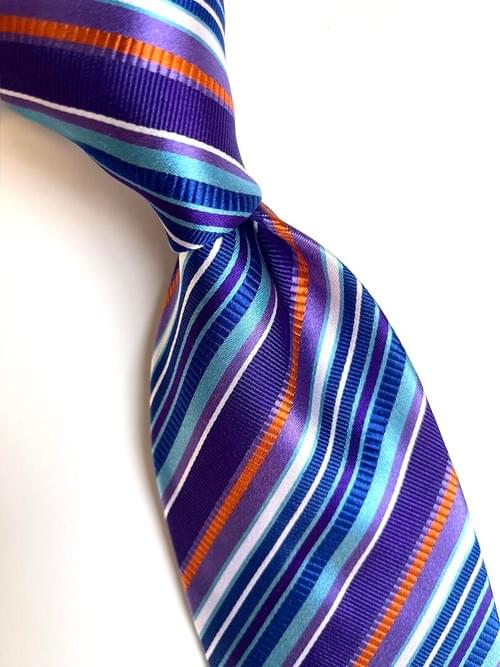NEW Purple Blue Orange Multi Stripe Tie