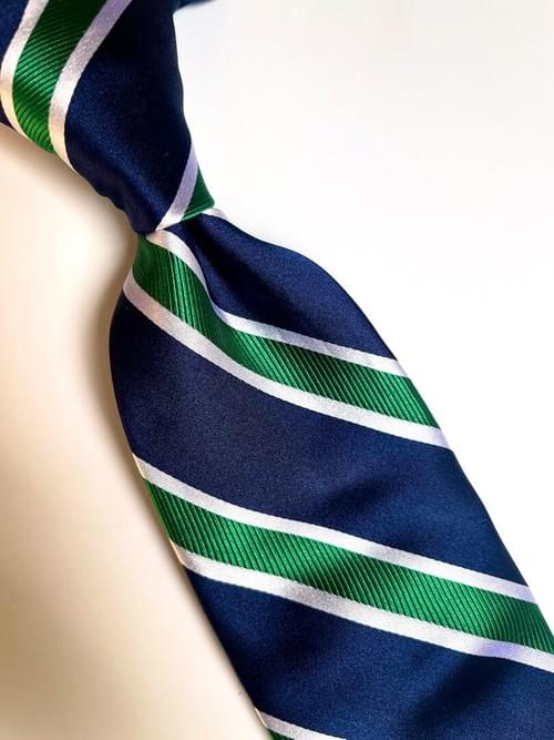 NEW Navy Green Twill Striped Tie