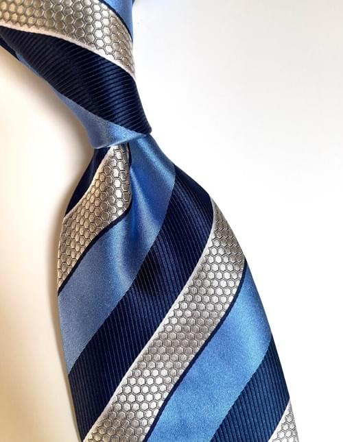 NEW Blue Navy Hex Striped Tie