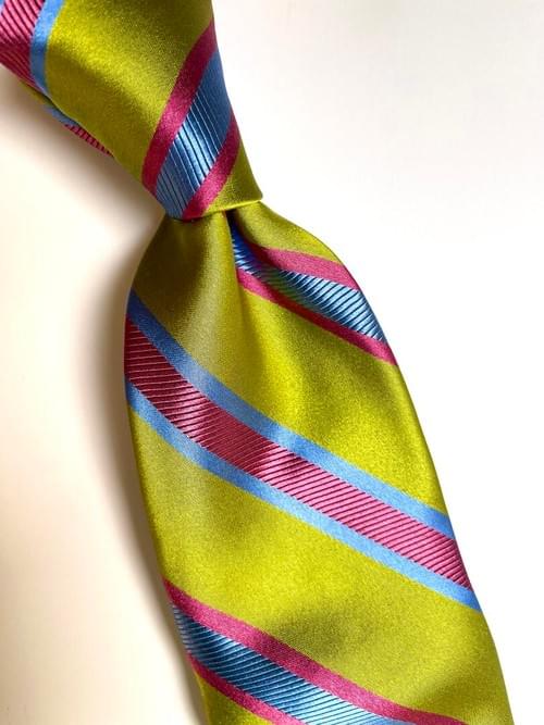 NEW Chartreuse Truth Twill Striped Tie