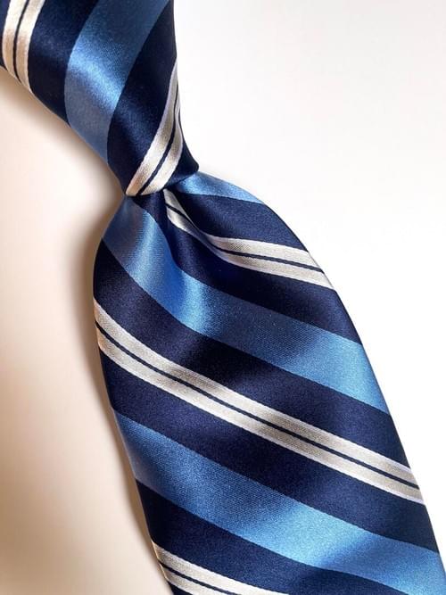 NEW Light Blue Navy Power Striped Tie