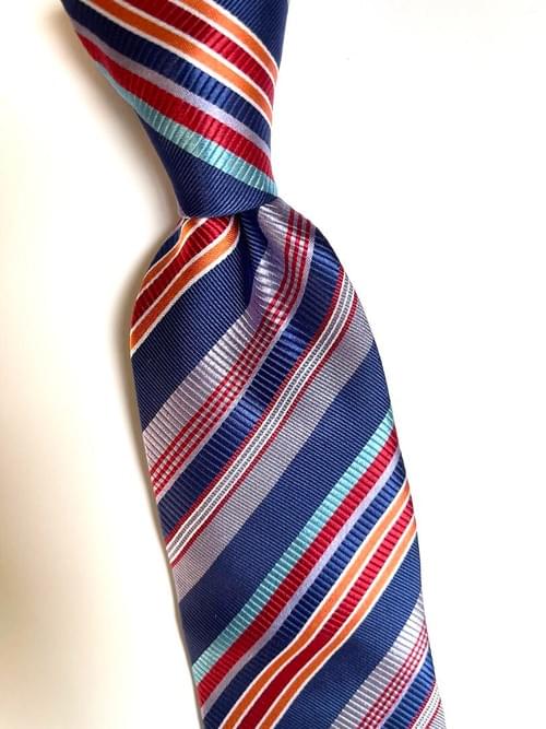 NEW Navy Grey Red Multi Stripe Tie