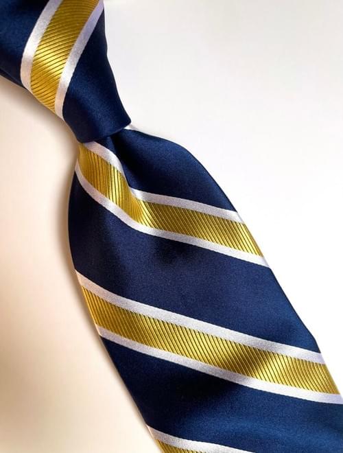 NEW Navy Gold Twill Striped Tie