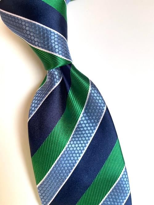 NEW Green Blue Hex Striped Tie