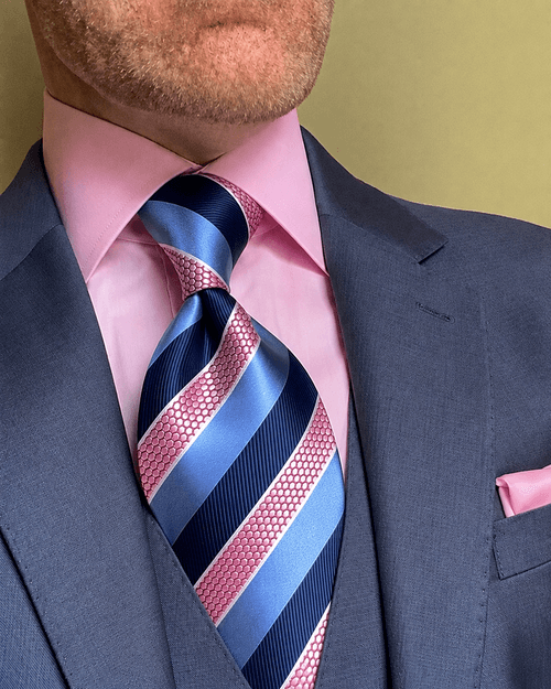 NEW Blue Pink Hex Striped Tie
