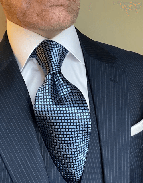 Navy Ice Blue Satin Dot Tie