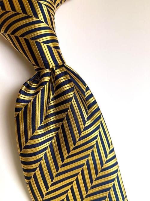 NEW Gold Navy Herringbone Striped Tie