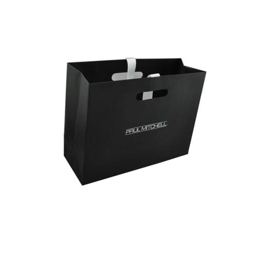 Custom New Design Recycled White Foil Black Paper Bag Die Cut Handle