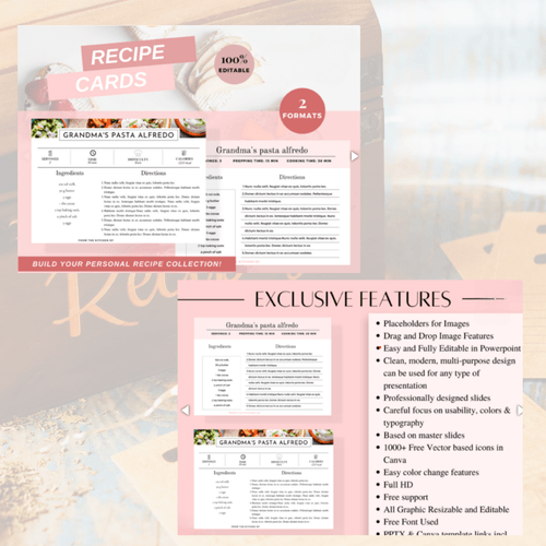 RECIPE EDITABLE CARDS