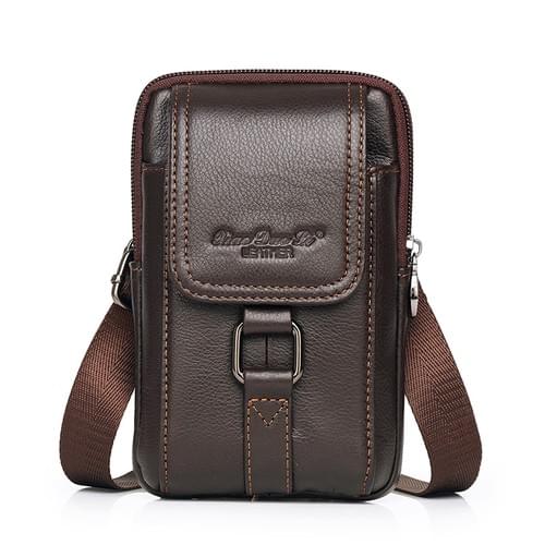 Multi-functional Men's Genuine Leather Phone Waist Bag