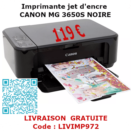Imprimante jet d'encre CANON MG 3650S NOIRE