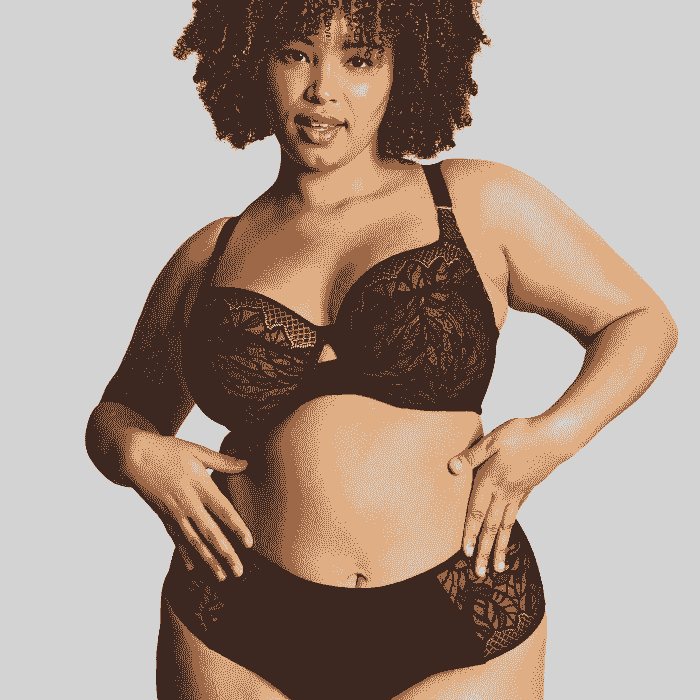 Lady with black lace bra and pants set Lady with black lace bra and pants set