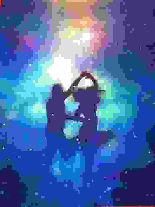 L'ombre d'une femme et d'un homme, dansant ensemble, représentant l'union du féminin et du masculin, devant un fond bleu étoilé L'ombre d'une femme et d'un homme, dansant ensemble, représentant l'union du féminin et du masculin, devant un fond bleu étoilé