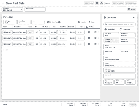 Build parts order UI Build parts order UI