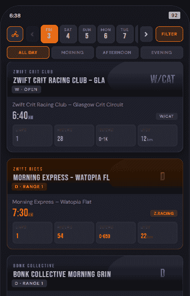 New Events Screen New Events Screen