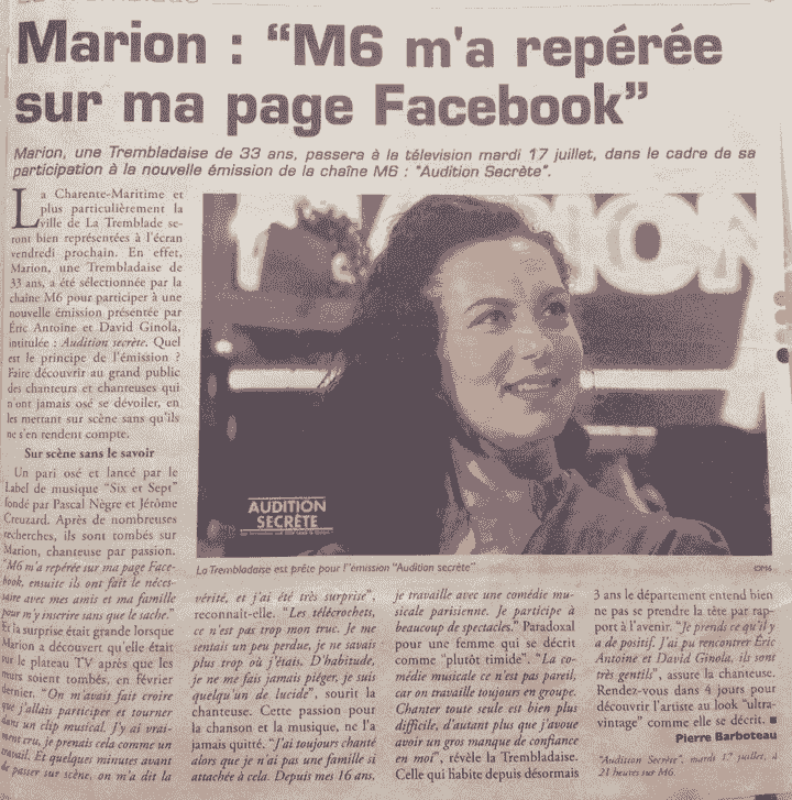 Article LE LITTORAL 2018 - Nena Valverde M6 émission Audition Secrète Article LE LITTORAL 2018 - Nena Valverde M6 émission Audition Secrète