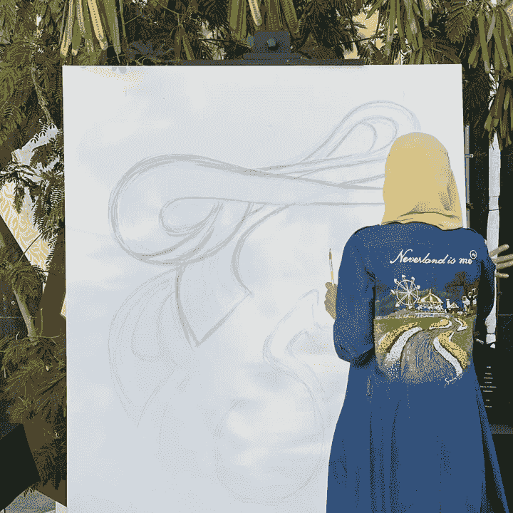 My Live painting at Miza Abudhabi about Arabic lettering, calligraphy and Horofiyat