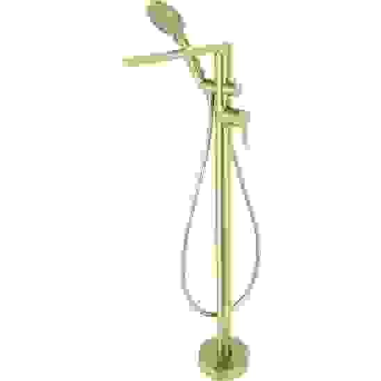 Mitigeur de baignoire doré brossé en PVD Tunisie / Mitigeur de baignoire PVD or brossé sur pied Tunisie / Robinetterie pour baignoire en ilot Tunisie / Mitigeur de bain douche sur pied en doré brossé Tunisie