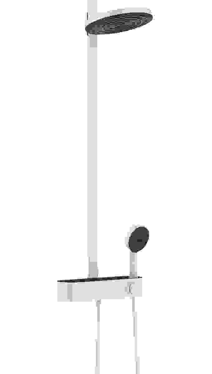 Colonne de douche Showerpipe Tunisie / Hansgrohe Tunisie / Douche Tunisie / Salle de bain Tunisie / Colonne de douche Tunisie / Robinetterie de douche Tunisie / Kit de douche Tunisie / Colonne de douche en blanc mat.