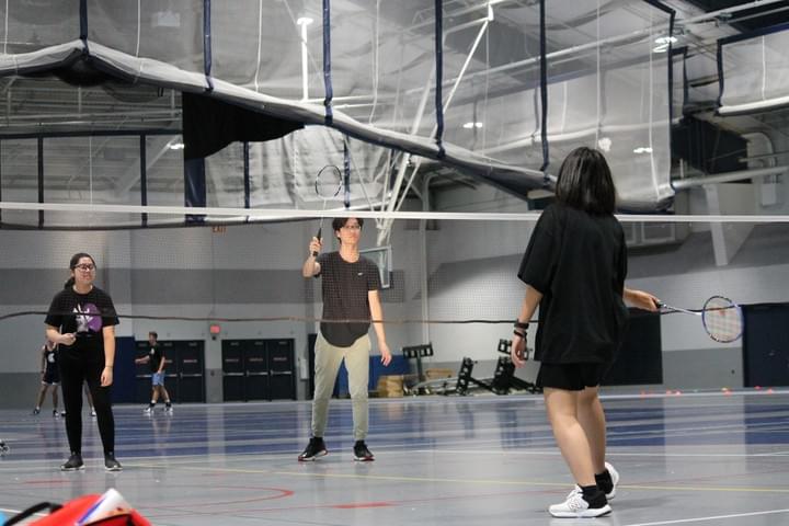 Actual badminton practice photo at Veale fall 2022