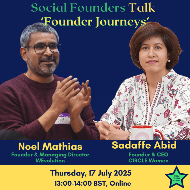 Social Founders Talk online event with Alex Stephany, founder of BEAM, and Sadaffe Abid, founder of CIRCLE