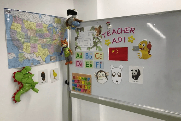 VIPKID Background and Props for online teaching, colorful items on whiteboards