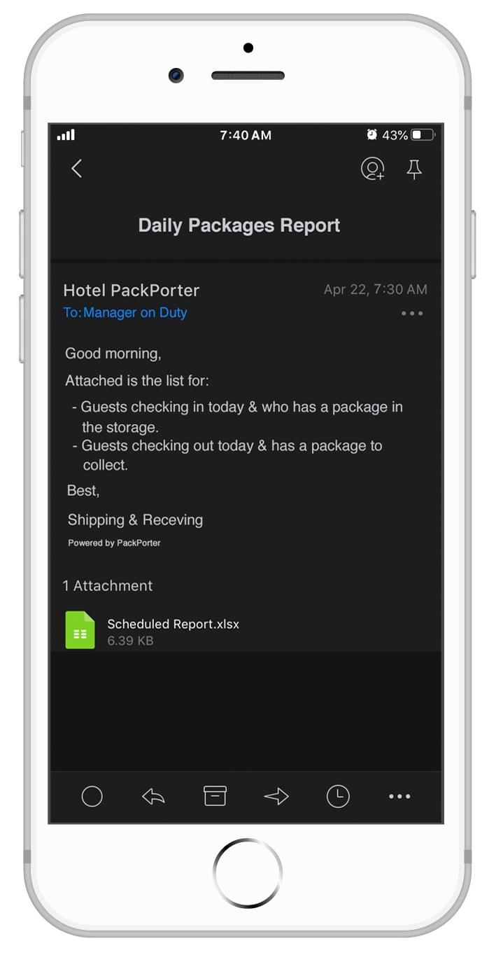 packporter comes with reports to help operation managers in hotels
