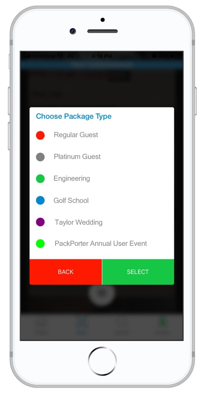 package type screen for effective management of courier packages, parcels and mail in a hotel