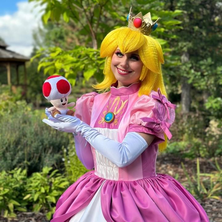 Princess Peach Super Mario Mascot Character Performer Kids Birthday Party in Edmonton