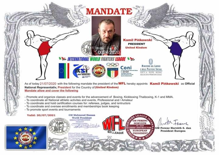 Certificate of appointment to the position of the President of GDL in the UK