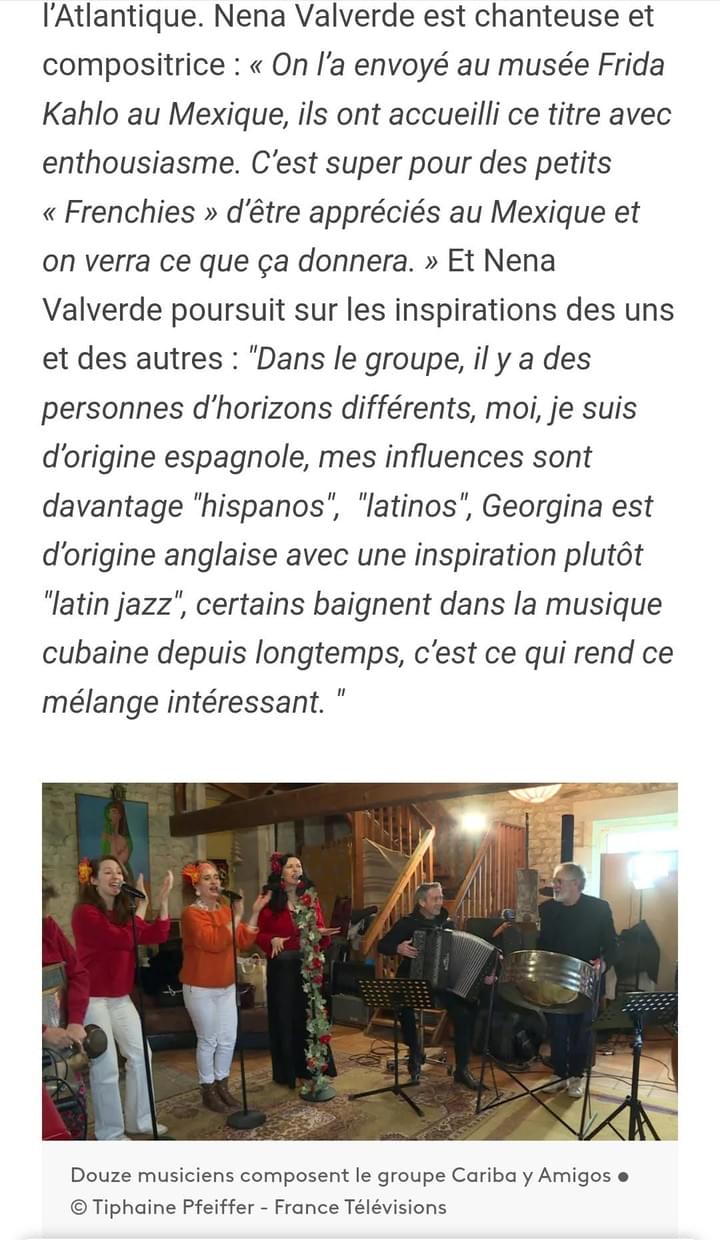 ARTICLE FRANCE 3 - NENA VALVERDE - CARIBA Y AMIGOS - ALBUM PIURA AVENTURA 2025