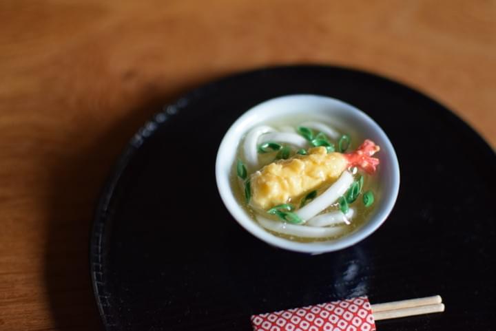 ALT: Miniature Tempura Noodle clay art made at BONCHI Kyoto workshop