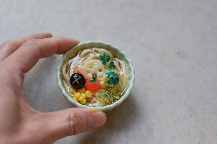 ALT: Miniature Vegan Ramen clay art made at BONCHI Kyoto workshop