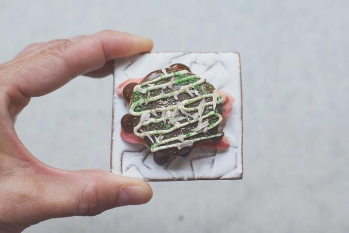 ALT: Miniature Okonomiyaki clay art made at BONCHI Kyoto workshop