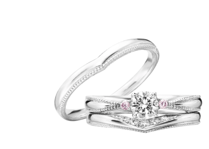 日本鉑金V型滾珠寶套戒