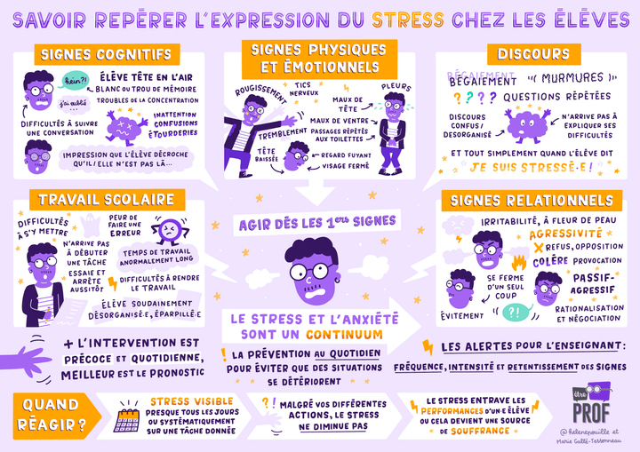sketchnotes, infographie, Facilitation graphique, facilitation visuelle, Hélène Pouille, éducation, stress, anxiété