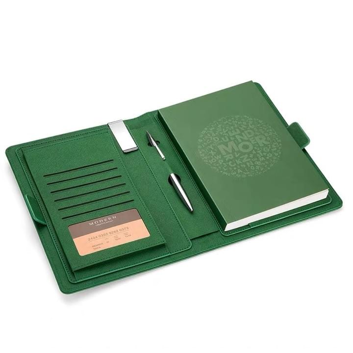 Leather notebook journal with pocket and pen holder