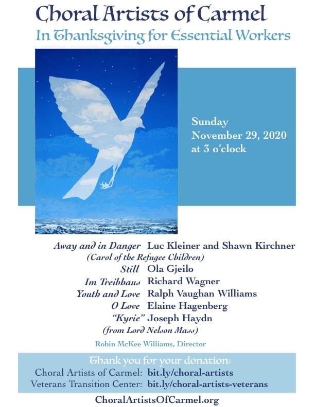 Choral Artists of Carmel, Winter 2018 publicity poster
