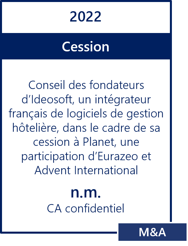 Cession Ideosoft Planet Logiciel Hospitalité Eurazeo Advent