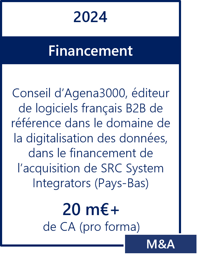 Agena3000 Financement Build-up M&A Logiciel