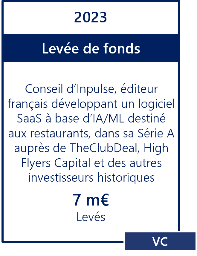 Levée de fonds Inpulse AI ML Restaurant TheClubDeal HFC
