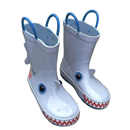 3D shining shark image kids rubber rain boots manufactured by AbsoluteWelly