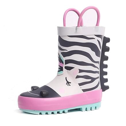 3D zebra image kids rubber rain boots manufactured by AbsoluteWelly