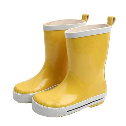 solid yellow classic style kids rubber rain boots manufactured by AbsoluteWelly