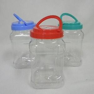 24 Oz, Plastic Jar With Lid Assorted Colors